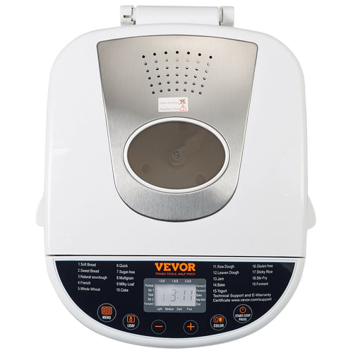 Bread Maker, 19-in-1 2LB Dough Machine, Nonstick Ceramic Pan Automatic Breadmaker With Gluten Free Setting, Whole Wheat Bread Making, Digital, Programmable, 3 Loaf Sizes, 3 Crust Colors, White