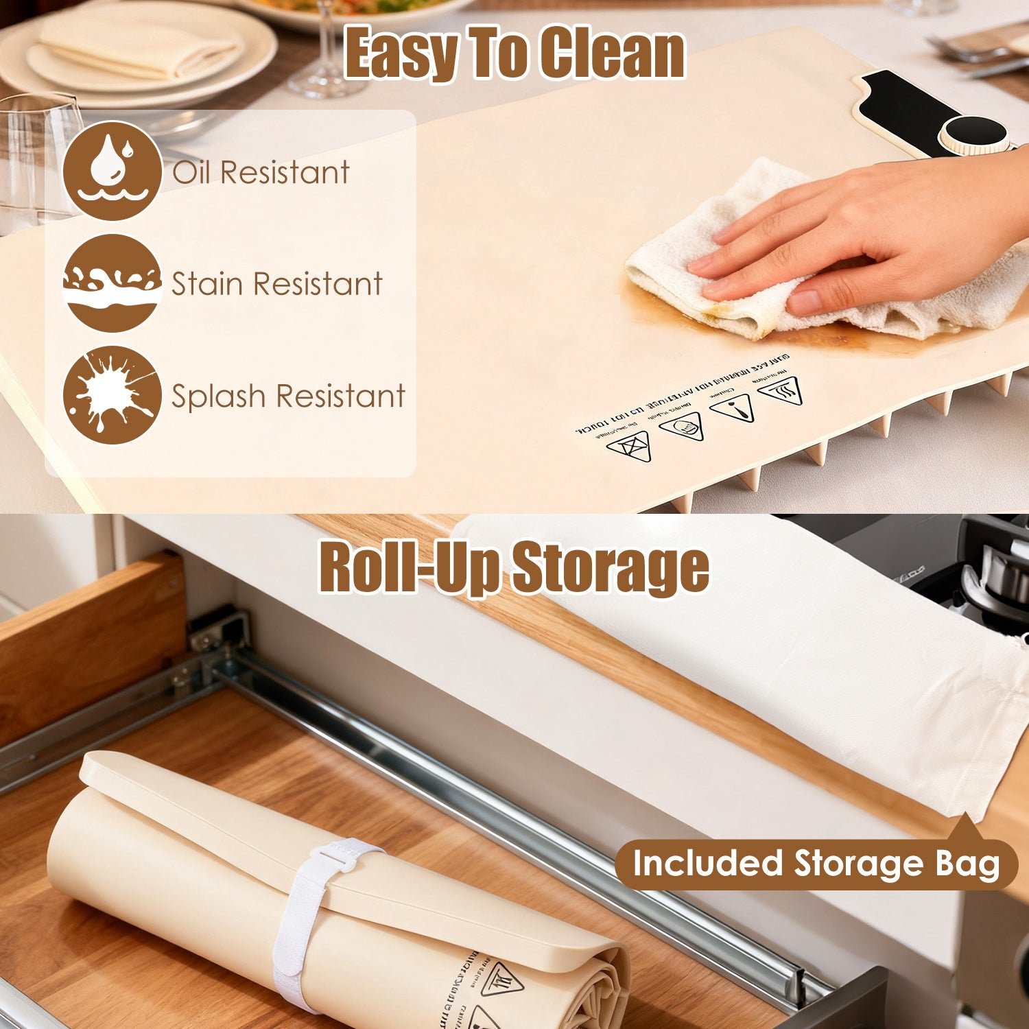 Food Warming Mat 23.6X15.8In 300W Fast Heating Electric Silicone Food Warmer With 14 Temp Levels 10Hrs Timer Settings Roll-Up Portable Hot Plates Heat Pad For Parties Buffet